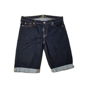7' For all Mankind‎ Blue Jean Cuffed Shorts Size 30 Mid Rise